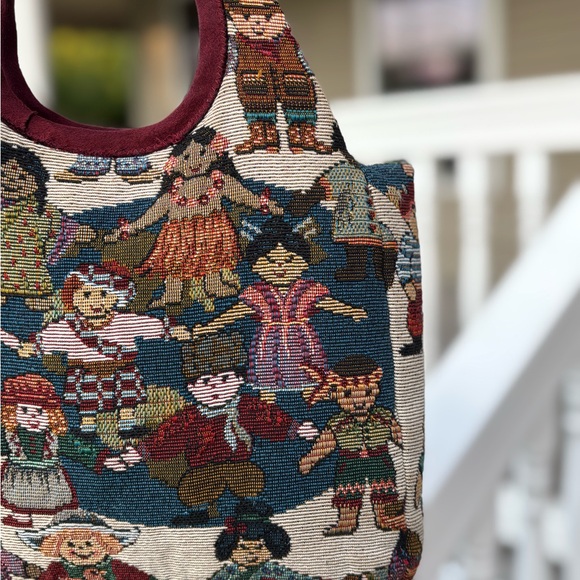Vintage Handmade Tapestry Handbag with Woven Multicultural Design - Picture 1 of 4